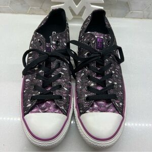 Converse Chuck Taylor All Star Metallic Silver Purple Low Top Sneaker Shoe Size9